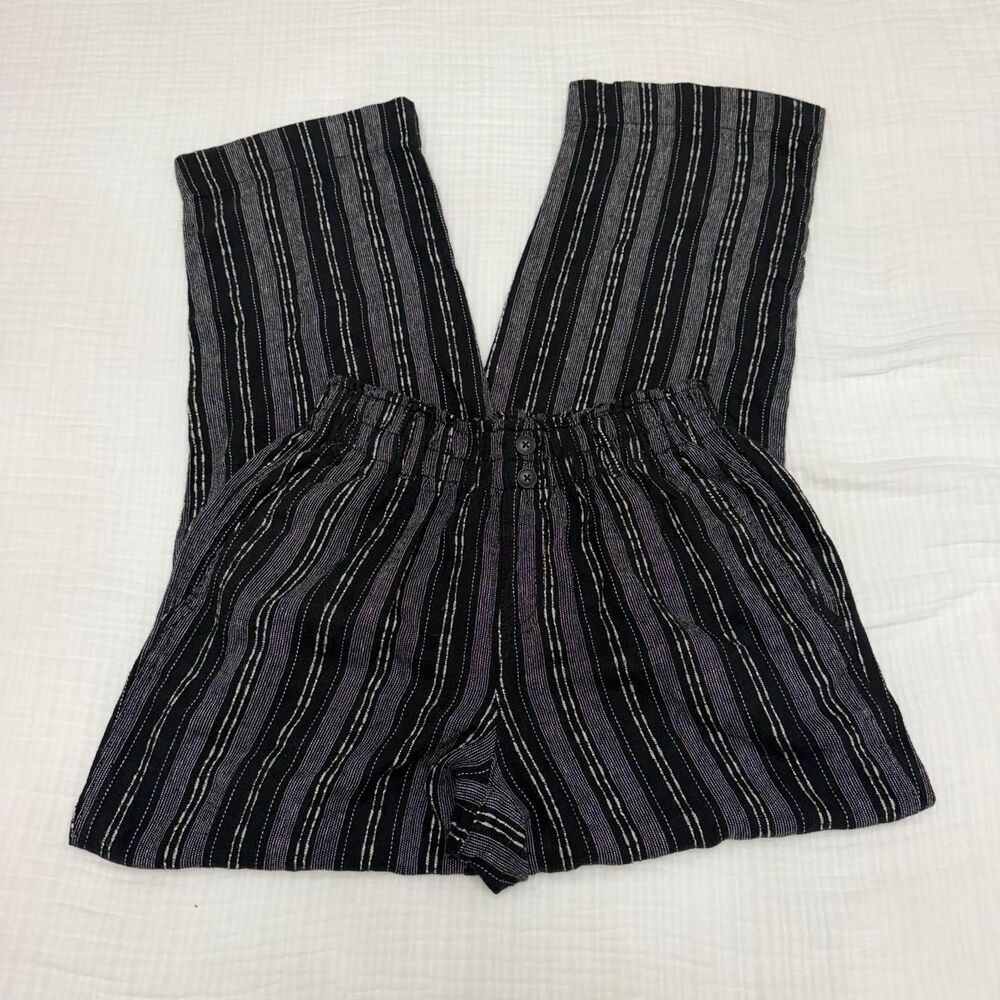 briggs black striped linen blend wide leg pants